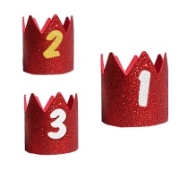 Couronne en mousse EVA rouge avec paillettes et numéro pour enfant