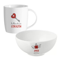 Tasse de 350 ml et bol de 450 ml d'Amour - 2 unités