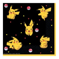 Serviettes de Pokémon Pikachu de 16,5 x 16,5 cm - 16 unités