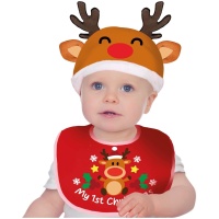 Ensemble de Noël pour bébé renne avec bonnet et bavoir