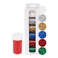 Ensemble de paillettes en poudre de couleurs de 18 g - 6 unités