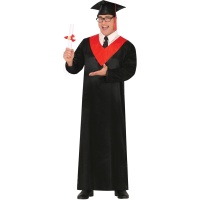 Costume de diplômé noir et rouge pour adulte