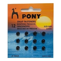 Boutons-pression de 0,5 cm noir - Pony - 12 paires