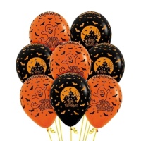 Ballons en latex de la Nuit d'Halloween de 30 cm - 12 unités