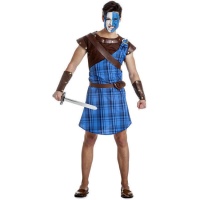 Costume de guerrier écossais bleu pour homme