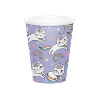 Verres de chat licorne de 250 ml - 8 unités