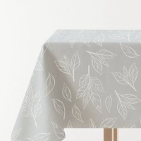 Nappe de 1,45 x 1,45 m en tissu gris avec des feuilles