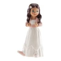 Figurine pour gâteau de Ma première communion fille avec veste - 15,6 cm