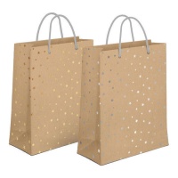 Sac cadeau en kraft avec étoiles de 23 x 18 x 10 cm - 1 unité