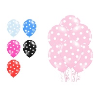 Ballons en latex avec pois blancs de 30 cm - PartyDeco - 50 unités