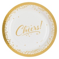 Assiettes Cheers blanches décorées de 23 cm - 8 unités