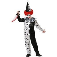 Déguisement de clown monochrome d'Halloween pour enfant