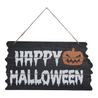 Panneau de Happy Halloween avec citrouille de 34 x 19 cm