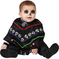 Déguisement de squelette avec poncho mexicain pour bébé