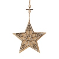 Pendentif étoile en bois de 12 cm