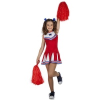 Costume de pom-pom girl rouge et bleu pour fille