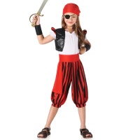 Déguisement de pirate avec pantalon rayé pour fille