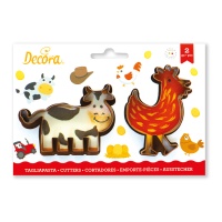 Emporte-pièces vache et poule - Decora - 2 unités