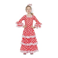 Costume de flamenca rouge et blanc pour fille