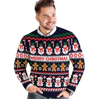 Pull de Noël avec bonhomme de neige pour homme