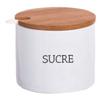 Sucrier avec couvercle en bambou et cuillère Sucre rond