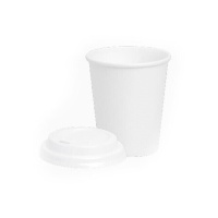 Gobelets de 120 ml en carton blanc avec couvercle trou - 25 unités