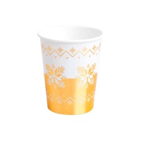 Gobelets de Noël avec broderie dorée de 270 ml - 6 unités