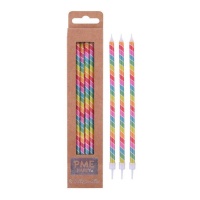 Bougies longues multicolores de 15,5 cm - PME - 6 unités