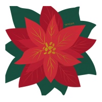 Serviettes avec silhouette de fleur de poinsettia de Noël de 16,5 x 16,5 cm - 20 unités