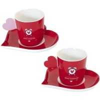 Tasse de 100 ml de café avec anse en forme de coeur - 2 unités