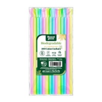 Pailles en amidon de maïs colorées de 20,3 cm avec cuillère - Honest Green - 100 pcs.