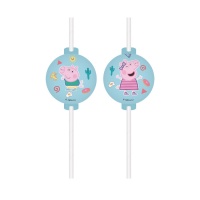 Pailles Peppa Pig et George de 22 cm - 4 unités