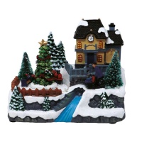 Décoration de paysage de Noël avec lumière et son de 21 x 16 cm