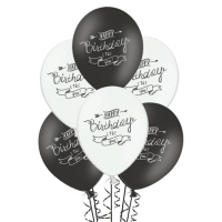 Ballons en latex noir et blanc pastel 