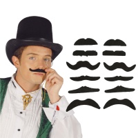 Moustaches adhésives assorties - 12 unités