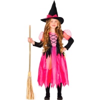 Costume de sorcière rose avec éclat pour fille