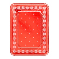 Plateau en carton rectangulaire brodé rouge de 34 x 25 cm - 2 unités