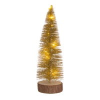 Arbre de Noël avec base en bois et lumières de 30 cm