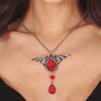 Collier de chauve-souris avec rubis de 8 cm