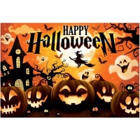 Fond pour photocall Happy Halloween de 2,20 x 1,50 m