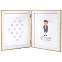 Cadre photo double bleu pour communion