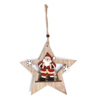 Pendentif en forme d'étoile du Père Noël en bois de 18 cm