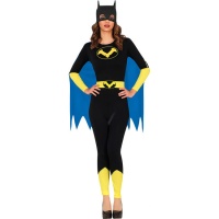 Costume de héros chauve-souris avec cape bleue pour femme