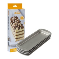 Moules rectangulaires pour layer cake en acier de 31 x 12 cm - Décora - 4 unités