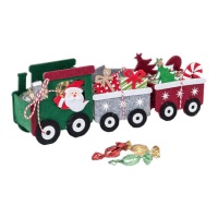 Train de Noël avec wagons en feutre avec bonbons de 27 cm