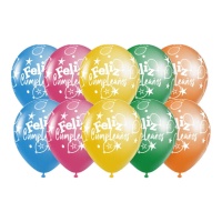 Ballons de baudruche Happy Birthday 30cm colorés - 10 pcs.