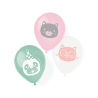 Ballons en latex avec animaux de compagnie de 23 cm - Amscan