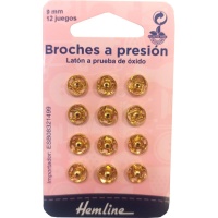 Boutons pression de 0,9 cm dorés - Hemline - 12 paires