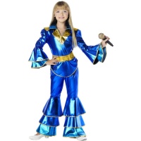 Déguisement style disco bleu métallisé pour fille