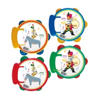 Tambourin de 17 cm en plastique musical avec designs assortis